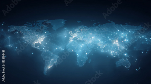 Fototapeta Naklejka Na Ścianę i Meble -  世界地図とデジタルネットワーク
