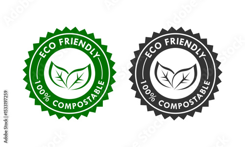 Eco friendly - 100% compostable logo template illustration