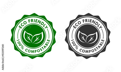 Eco friendly - 100% compostable logo template illustration