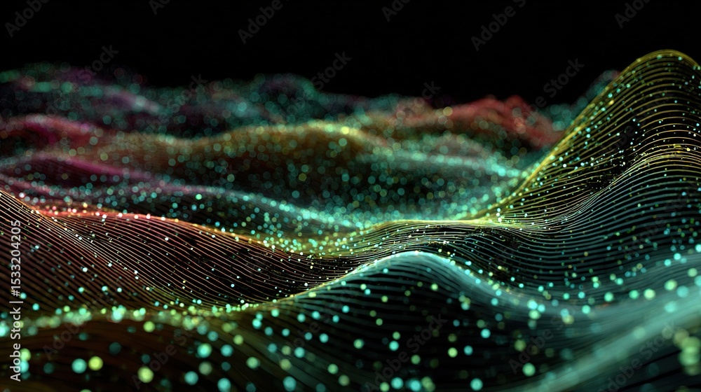 Abstract Waves of Musical Sounds with Interwoven Dots in Motion Abstract Waves of Musical Sounds with Interwoven Dots in Motion
