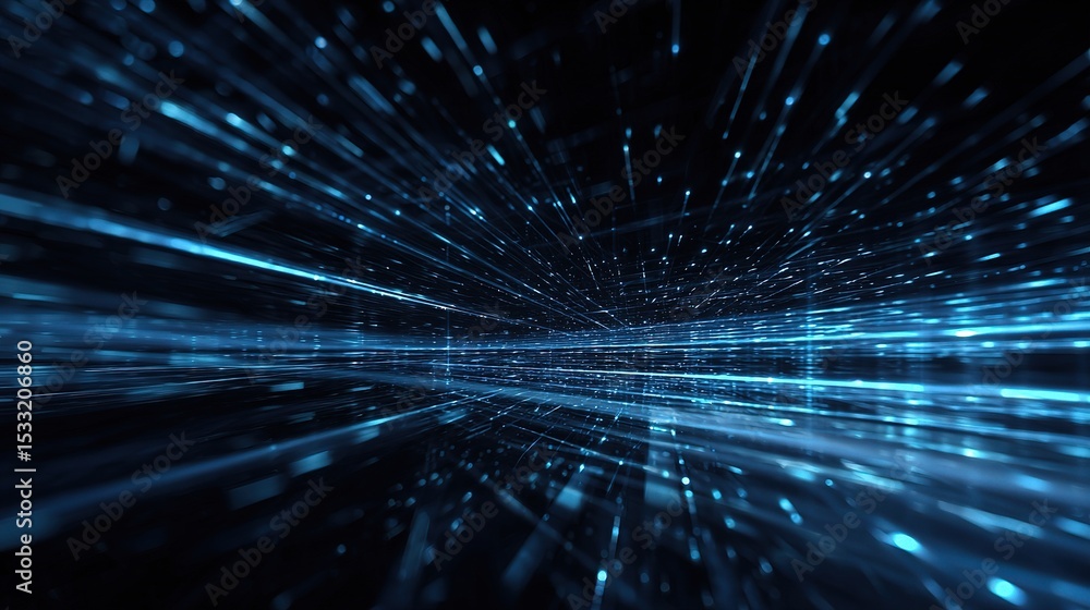 Futuristic Blue Glowing Data Stream in an Animated Matrix Environment Futuristic Blue Glowing Data Stream in an Animated Matrix Environment