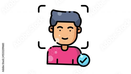 An animated face ID icon ideal for biometric authentication, security apps, and access control designs. Looping animation for seamless usage in digital interfaces.