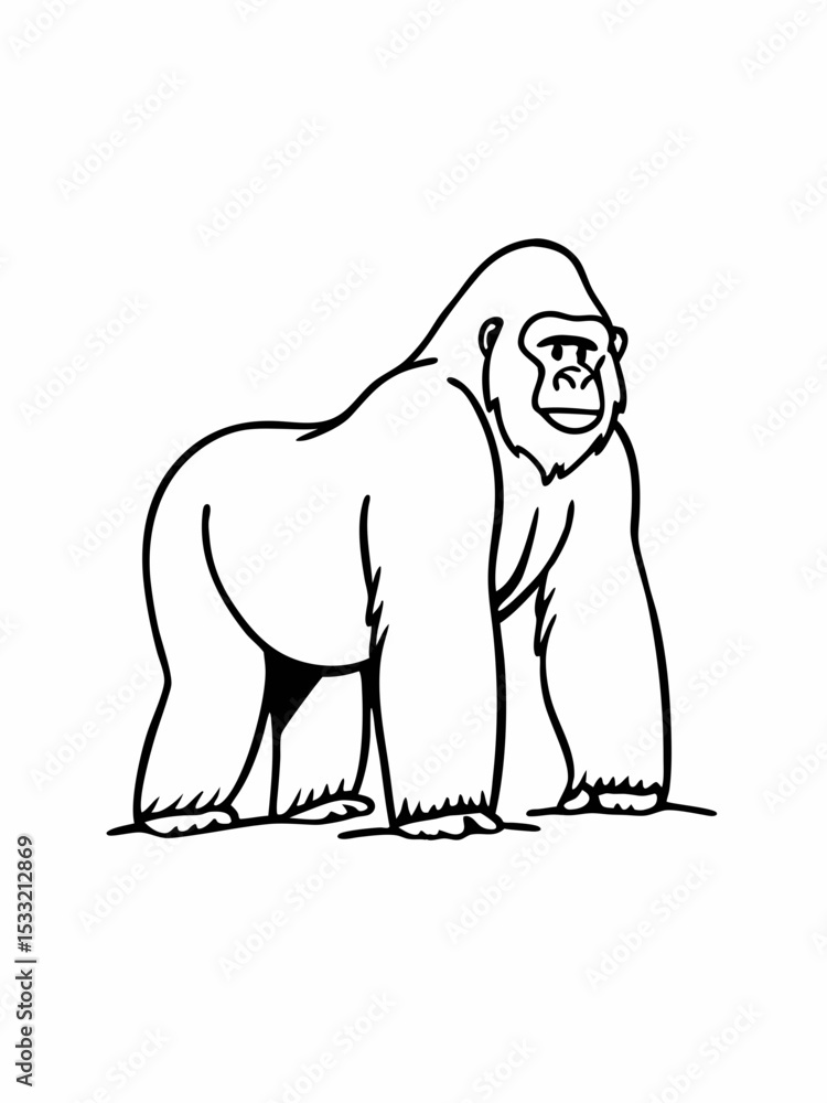 Obraz premium Majestic Gorilla Illustration A Powerful Line Drawing of a Gorilla