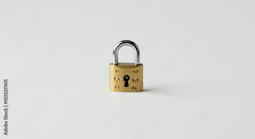 Naklejka premium Gold padlock on white background