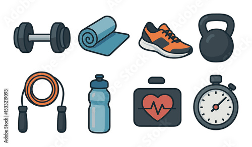 Ocean life icons set – flat marine, sea and aquatic animal symbols for design