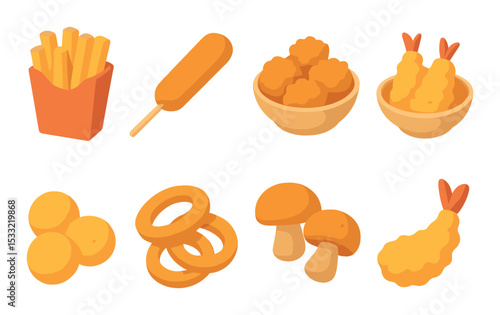 Asian cuisine icons set – flat, food symbols for culinary and cultural design