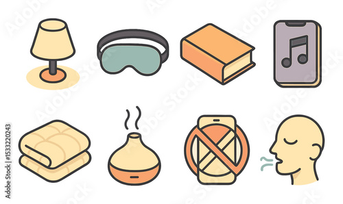 School supplies icons set – outline, educational and stationery tool graphics