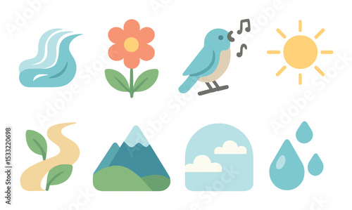 Home relaxation icons set – flat, wellness and comfort lifestyle symbols