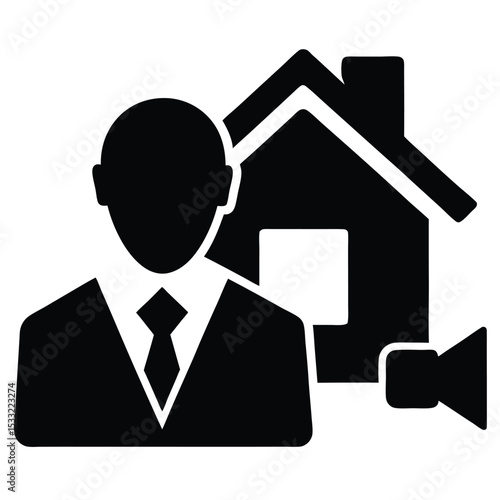 real estate agent element isolated video camera on white background