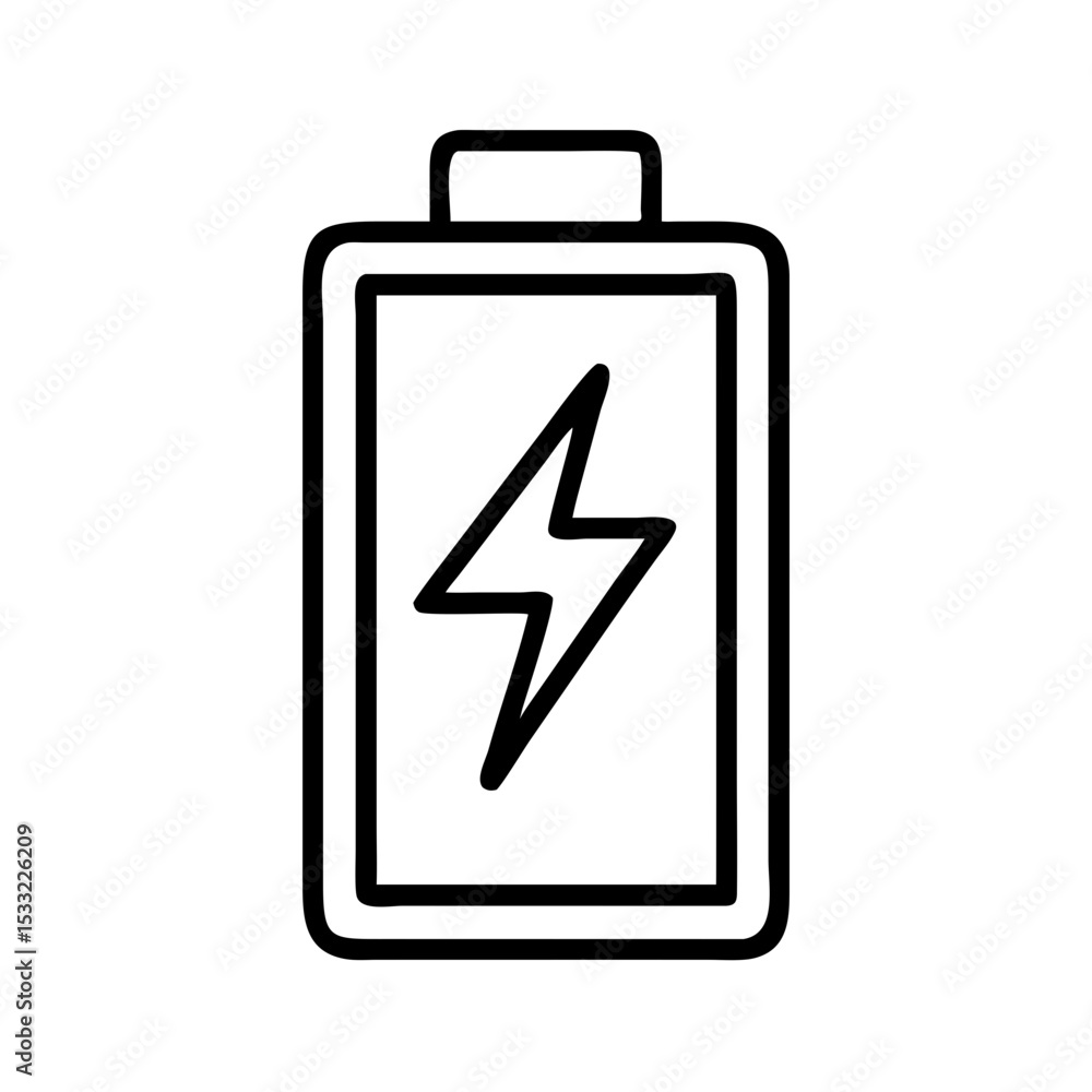 Outline battery icon with lightning bolt symbol for energy Outline battery icon with lightning bolt symbol for energy
