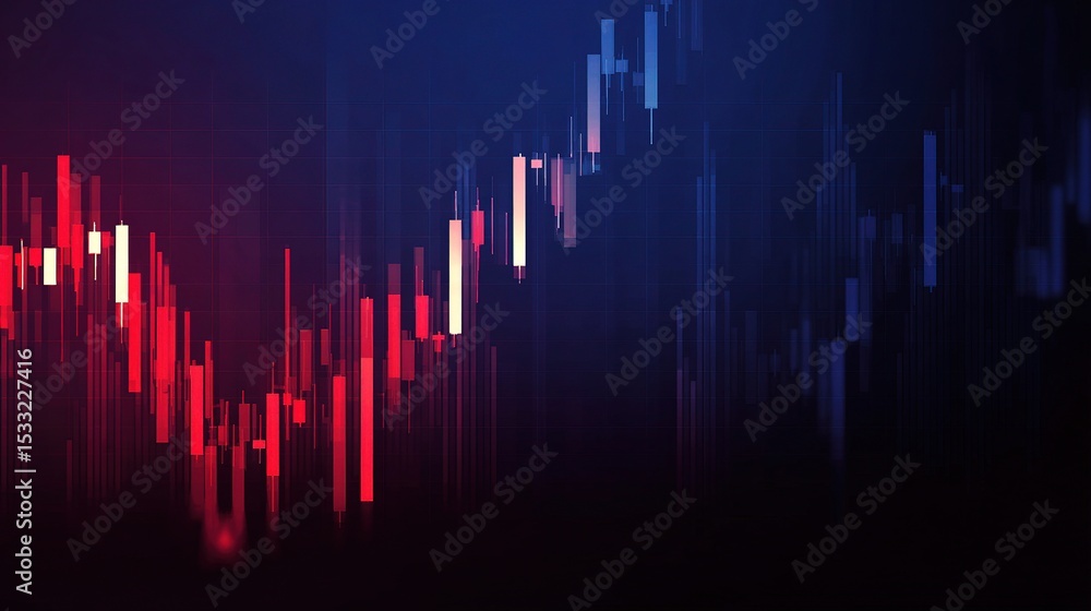 High Contrast Candlestick Chart with Red and White Elements High Contrast Candlestick Chart with Red and White Elements
