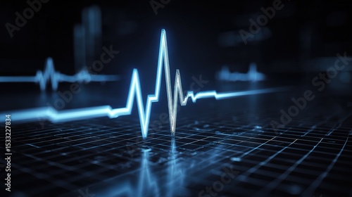 Wallpaper Mural Futuristic Medical Monitor Displaying Bright Blue Heartbeat Waveform Torontodigital.ca