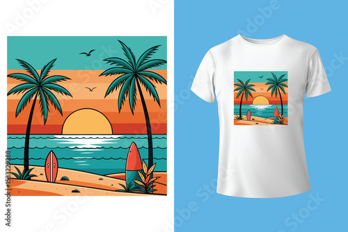 Florida beach summer apparel designs set. Distressed print templates for tee shirts. Vector illustration.	
