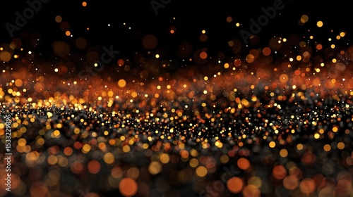Abstract Design with Colorful Dots and Particles on Black Background