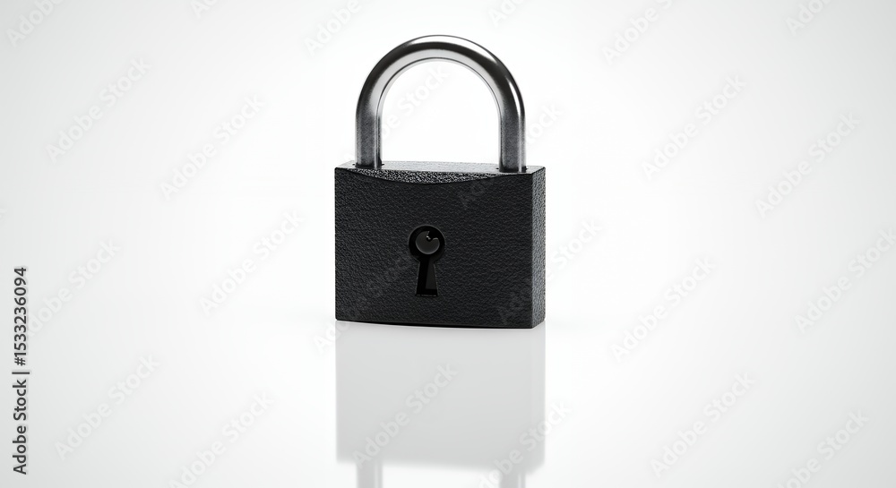 Black padlock isolated on light background Black padlock isolated on light background