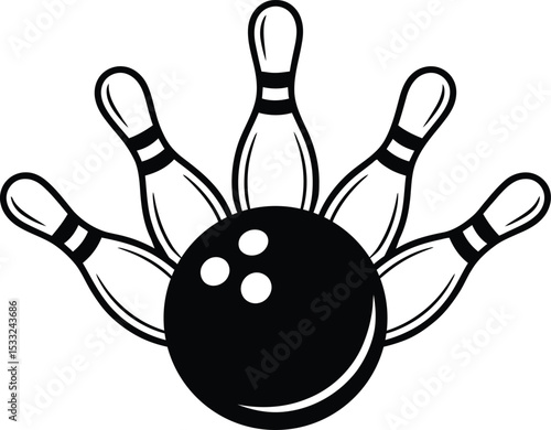 Bowling Ball and Pins Icon Vector