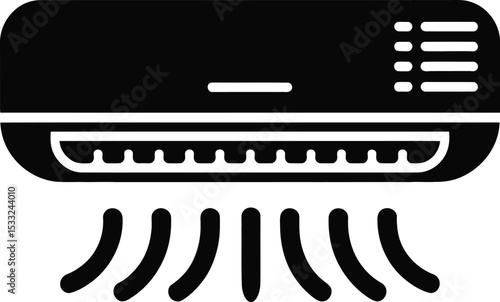Air Conditioner Unit Black Silhouette Vector