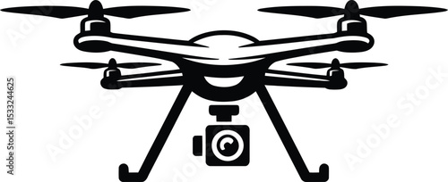 Drone with Camera Silhouette Vector