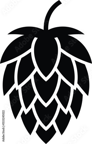 Hop Cone Silhouette Icon - Beer Ingredient Graphic