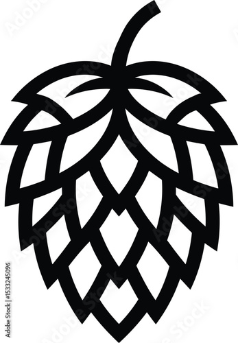 Hop Cone Silhouette - Beer Ingredient Icon Vector