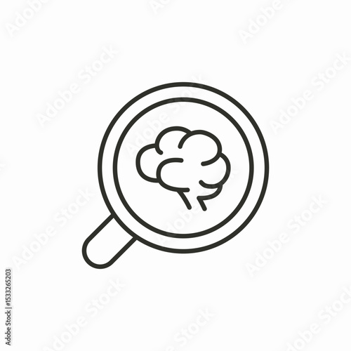 brain in magnifying glass icon sign vector