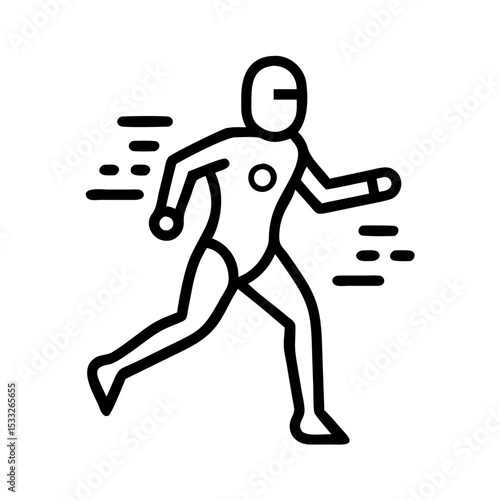 Humanoid figure running in motion with dynamic lines depicting speed  