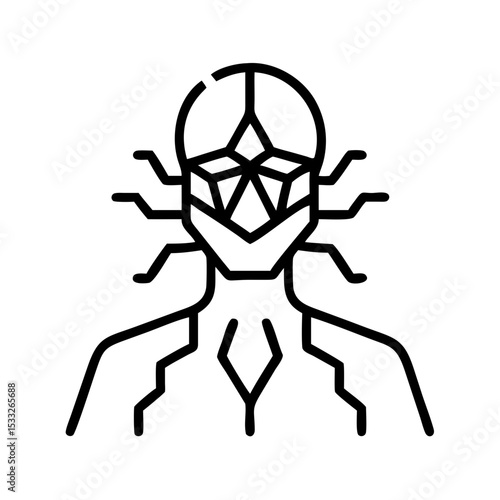 Digital avatar with crystalline structure depicting outline icon concept  