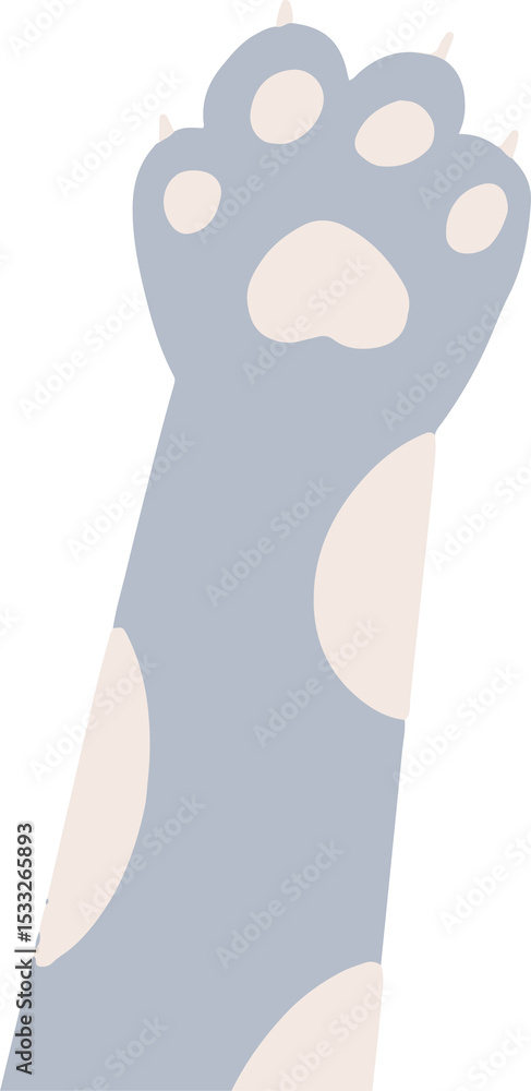 Obraz premium Flat design cat foreleg is showing cream patches, rounded pads and claws on transparent background