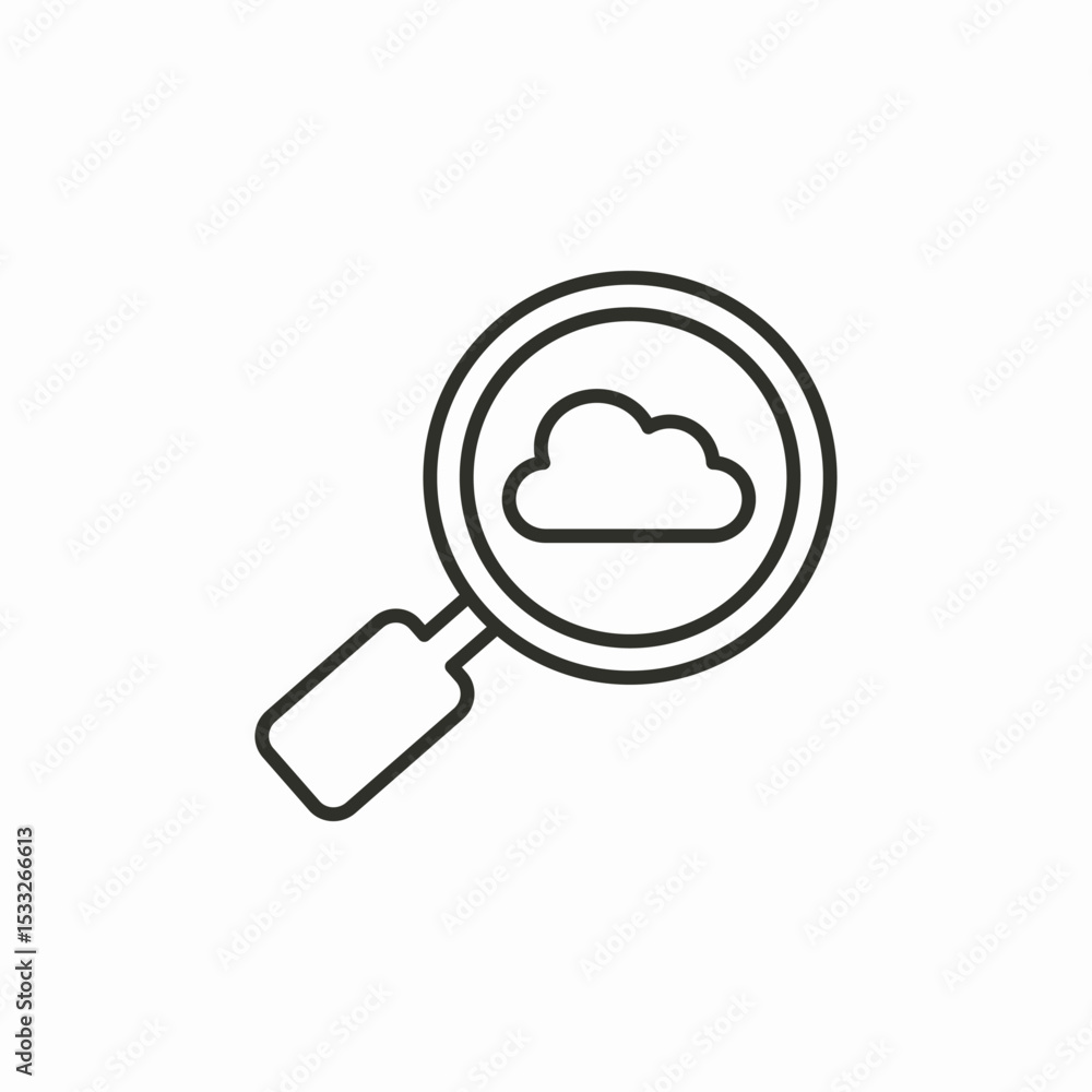 magnifying glass cloud icon sign vector magnifying glass cloud icon sign vector