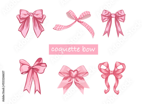 Collection of elegant pink coquette bows for fashion and design