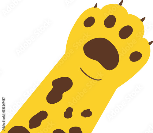 Fototapeta Naklejka Na Ścianę i Meble -  Flat-color big cat foreleg is being shown on transparent background with spotted paw pads and claws