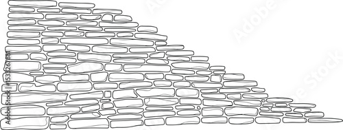 stone wall cad drawing for landscape, outdoor and nature park