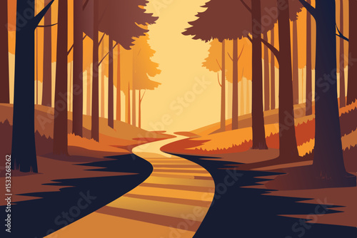 sunset in the forest