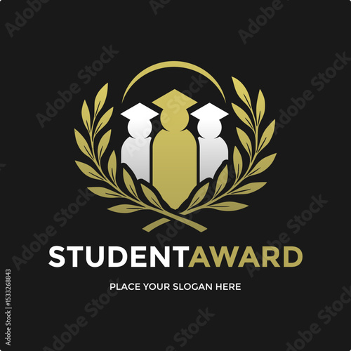 Elegant logo featuring graduates with a laurel wreath, symbolizing academic excellence and student achievement. Ideal for educational institutions, scholarship programs, or award ceremonies. Represent