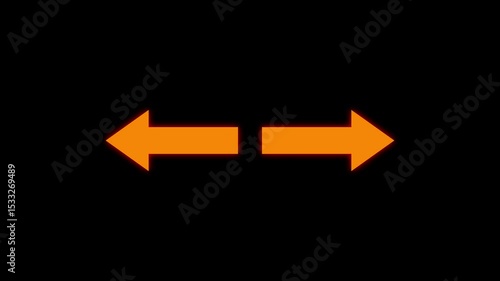 Left and wright black arrow on black background. arrow direction motion. Double Arrow Graphic 4k video.