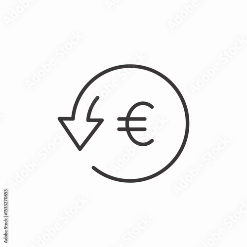 euro refund arrow icon sign vector
