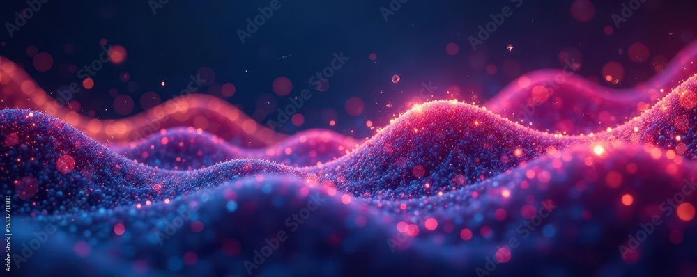 Abstract colorful waves, sparkling particles, dark dreamy background, dark, light Abstract colorful waves, sparkling particles, dark dreamy background, dark, light