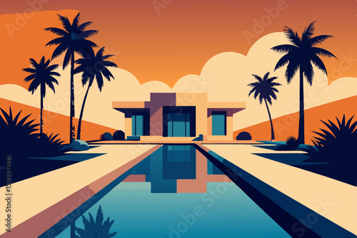 palm trees on the beach at sunset