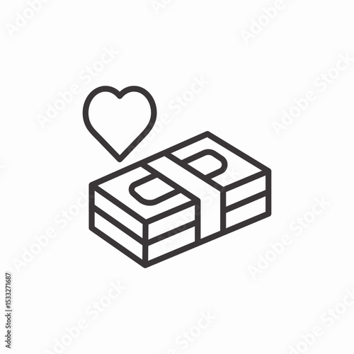 money bundle heart icon sign vector