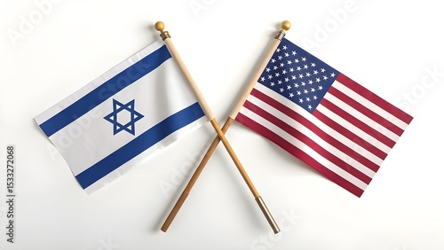 United States and Israel A Strong Partnership – Flags Crossed, Representing Decades of Collaboration and Shared Values