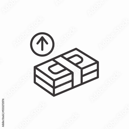 money bundle up arrow icon sign vector