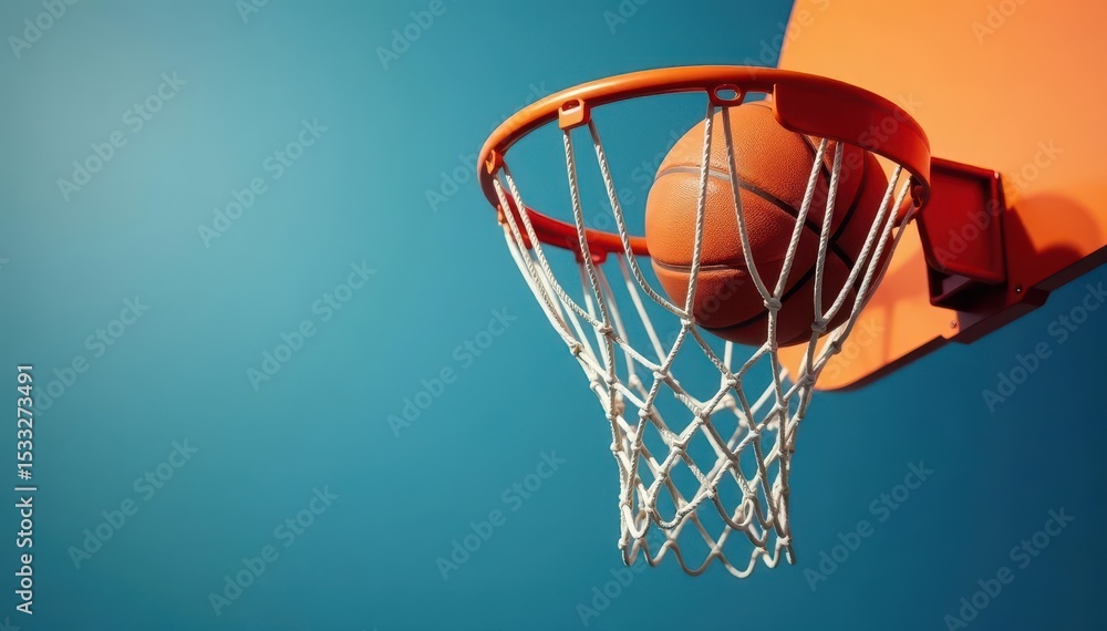 Basketball hoop with net and orange ball in studio setting, basketball hoop, vertical shot Basketball hoop with net and orange ball in studio setting, basketball hoop, vertical shot