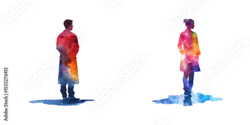 abstract color silhouette of doctor watercolor vector illustration