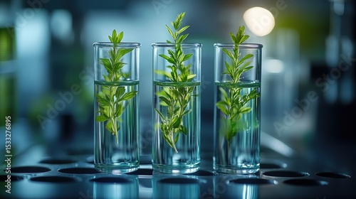 Wallpaper Mural Test tubes with small plants in a lab setting Torontodigital.ca