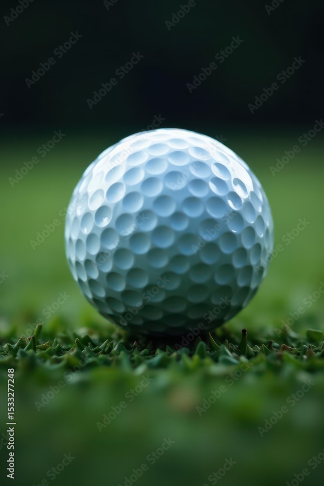 Close-up of a golf ball perched on a dark surface, sharp focus , glossy, dark, minimalism Close-up of a golf ball perched on a dark surface, sharp focus , glossy, dark, minimalism