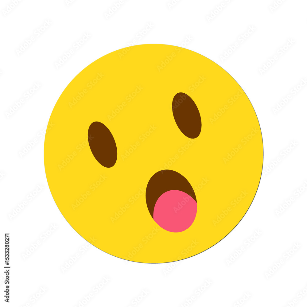 Fototapeta premium Surprised cartoon emoji face is being displayed on transparent background, in flat vector design
