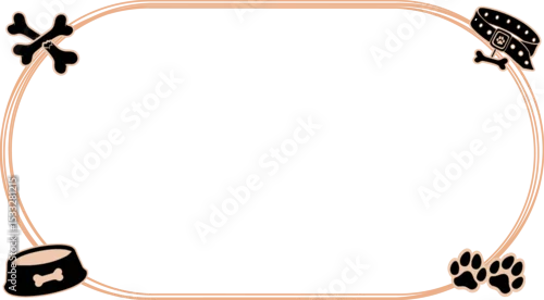 Fototapeta Flat dog rope-frame is showing on transparent background, collar, bowl, bone paw icons, copy space