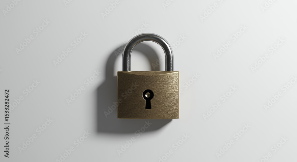 Brass padlock on white background Brass padlock on white background