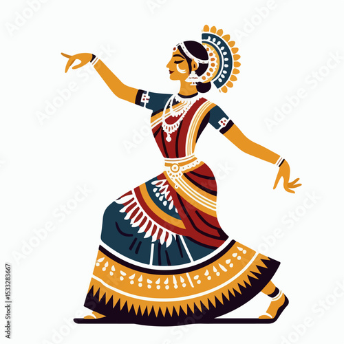 indian dance cartoon vector illustration