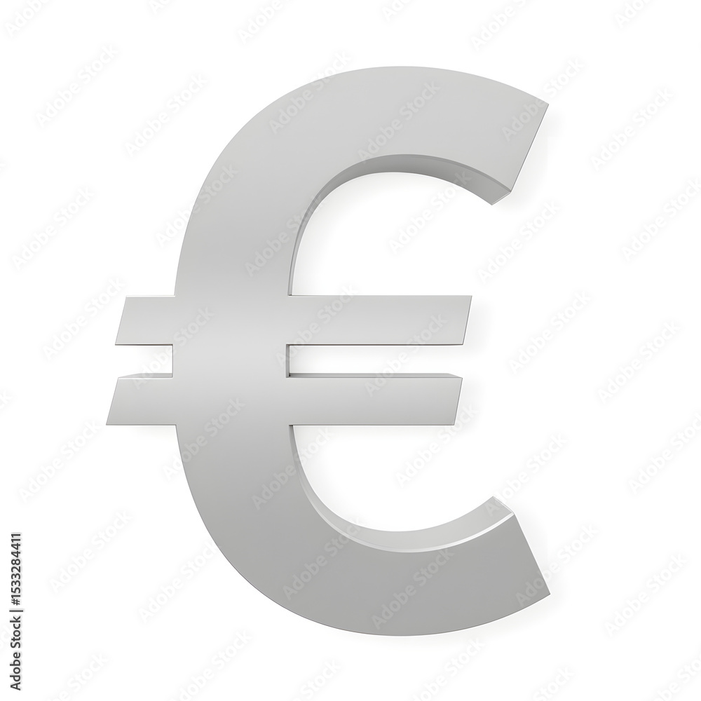 Sleek euro symbol icon, brushed silver texture, white background, high contrast Sleek euro symbol icon, brushed silver texture, white background, high contrast